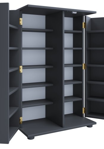 VCM NORDIC Engalo XL reol til cd'ere og dvd'er, m. ls, 2 lger og 20 hylder - antracitgr tr