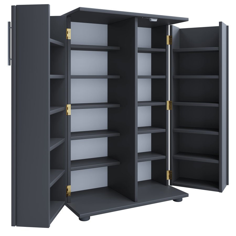 VCM NORDIC Engalo XL reol til cd'ere og dvd'er, m. ls, 2 lger og 20 hylder - antracitgr tr