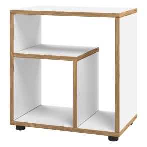 VCM NORDIC Zeito sidebord, m. 2 rum - hvid/natur tr (50x30)