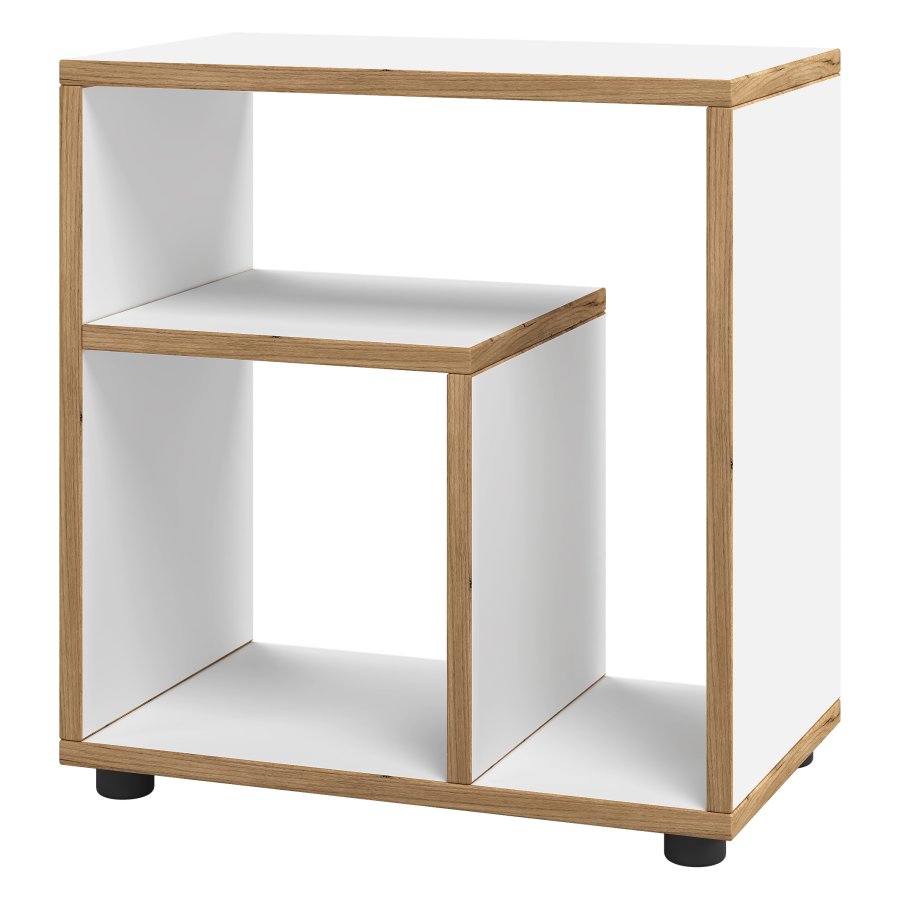 VCM NORDIC Zeito sidebord, m. 2 rum - hvid/natur tr (50x30)