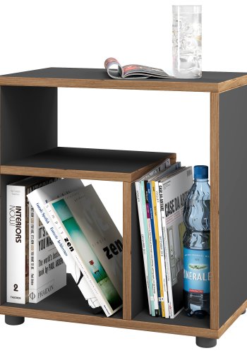 VCM NORDIC Zeito sidebord, m. 2 rum - antracitgr/natur tr (50x30)