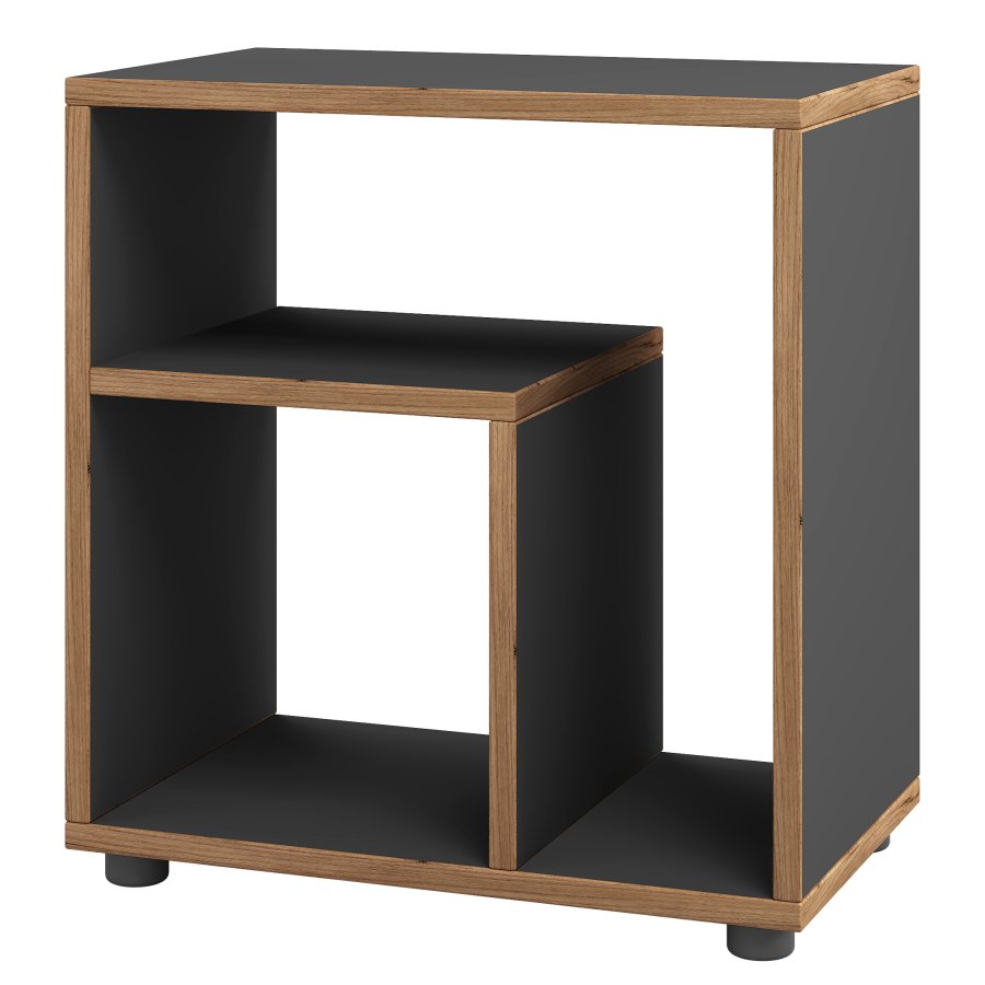 VCM NORDIC Zeito sidebord, m. 2 rum - antracitgr/natur tr (50x30)