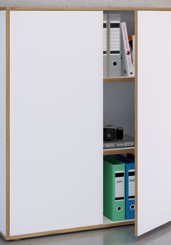 VCM NORDIC Salia B100 kontorreol, m. 2 lger og 2 justerbare hylder - hvid og natur tr