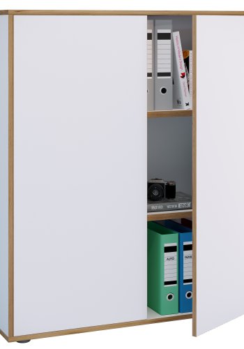 VCM NORDIC Salia B100 kontorreol, m. 2 lger og 2 justerbare hylder - hvid og natur tr