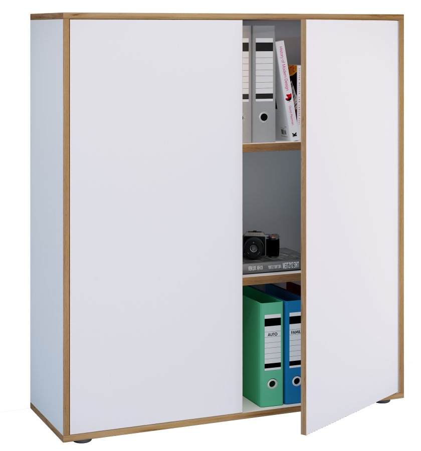 VCM NORDIC Salia B100 kontorreol, m. 2 lger og 2 justerbare hylder - hvid og natur tr