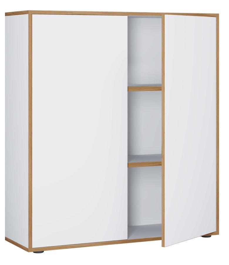 VCM NORDIC Salia B100 kontorreol, m. 2 lger og 2 justerbare hylder - hvid og natur tr