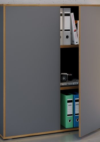 VCM NORDIC Salia B100 kontorreol, m. 2 lger og 2 justerbare hylder - antracitgr og natur tr