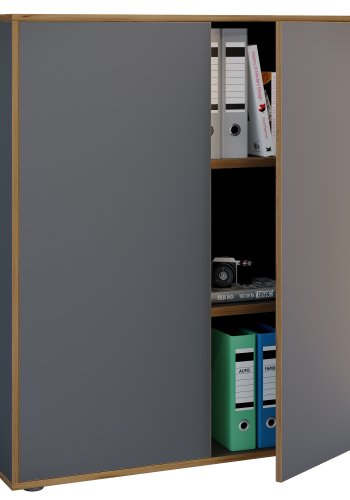 VCM NORDIC Salia B100 kontorreol, m. 2 lger og 2 justerbare hylder - antracitgr og natur tr