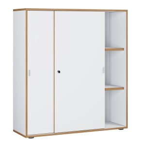 VCM NORDIC Salia B100 kontorreol, m. 2 skydelger, ls og 2 justerbare hylder - hvid og natur tr