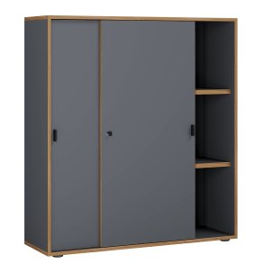 VCM NORDIC Salia B100 kontorreol, m. 2 skydelger, ls, 2 justerbare hylder - antracitg/natur tr