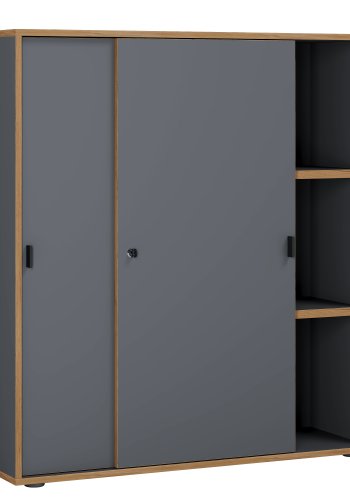 VCM NORDIC Salia B100 kontorreol, m. 2 skydelger, ls, 2 justerbare hylder - antracitg/natur tr