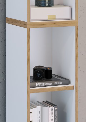 VCM NORDIC Salia B30 kontorreol, m. 3 justerbare hylder - hvid og natur tr