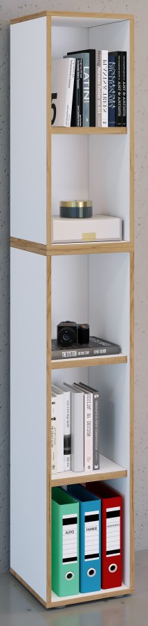 VCM NORDIC Salia B30 kontorreol, m. 3 justerbare hylder - hvid og natur tr