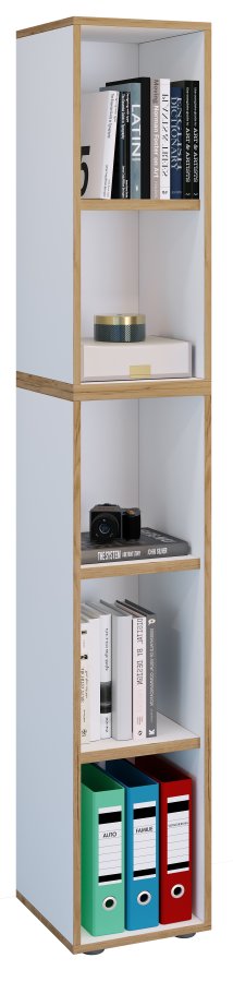 VCM NORDIC Salia B30 kontorreol, m. 3 justerbare hylder - hvid og natur tr