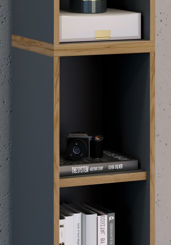 VCM NORDIC Salia B30 kontorreol, m. 3 justerbare hylder - antracitgr og natur tr