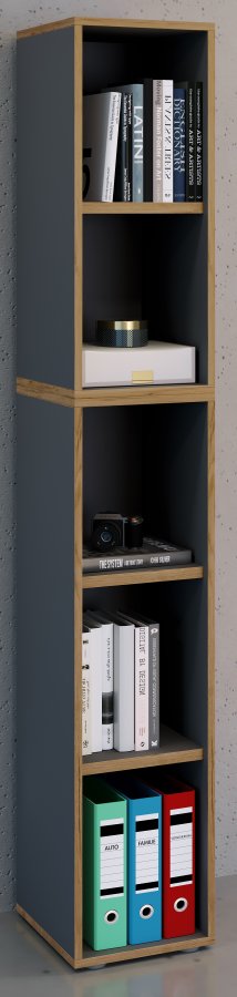 VCM NORDIC Salia B30 kontorreol, m. 3 justerbare hylder - antracitgr og natur tr