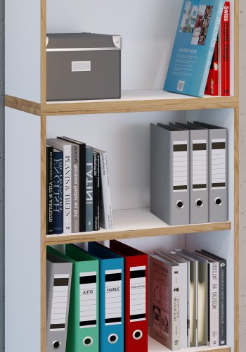 VCM NORDIC Salia B60 kontorreol, m. 3 justerbare hylder - hvid og natur tr