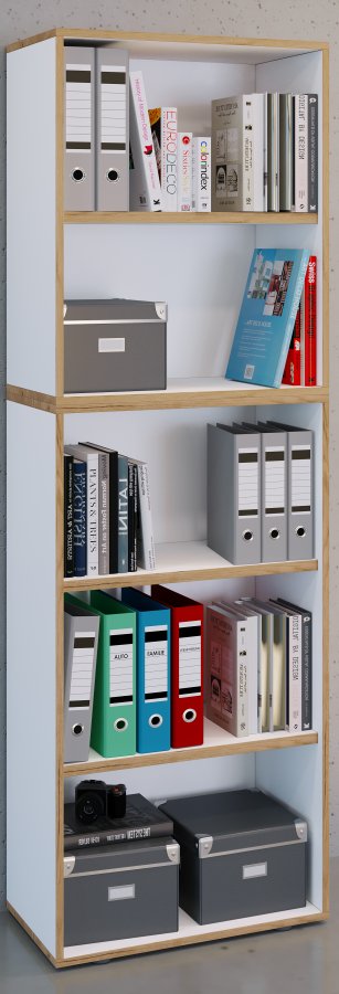 VCM NORDIC Salia B60 kontorreol, m. 3 justerbare hylder - hvid og natur tr