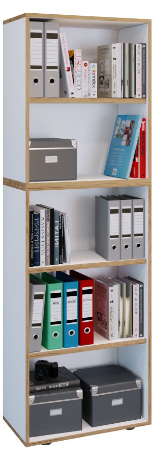 VCM NORDIC Salia B60 kontorreol, m. 3 justerbare hylder - hvid og natur tr