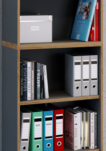 VCM NORDIC Salia B60 kontorreol, m. 3 justerbare hylder - antracitgr og natur tr