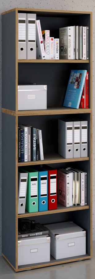 VCM NORDIC Salia B60 kontorreol, m. 3 justerbare hylder - antracitgr og natur tr