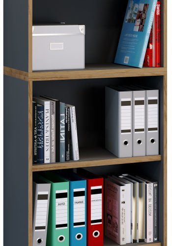 VCM NORDIC Salia B60 kontorreol, m. 3 justerbare hylder - antracitgr og natur tr