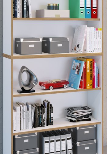 VCM NORDIC Salia B100 kontorreol, m. 3 justerbare hylder - hvid og natur tr