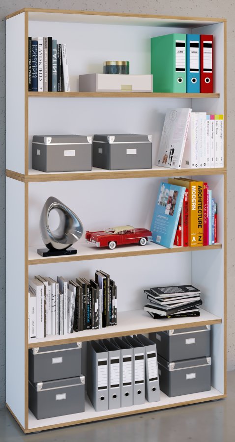 VCM NORDIC Salia B100 kontorreol, m. 3 justerbare hylder - hvid og natur tr