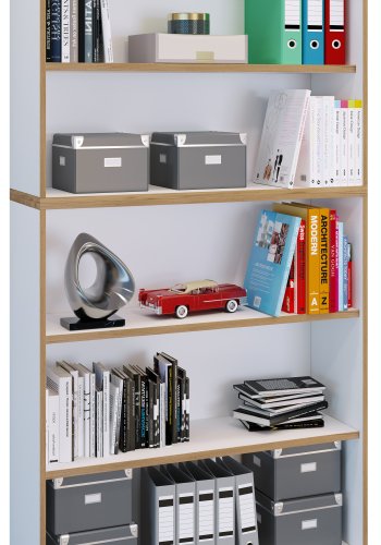 VCM NORDIC Salia B100 kontorreol, m. 3 justerbare hylder - hvid og natur tr