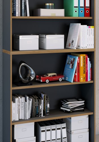 VCM NORDIC Salia B100 kontorreol, m. 3 justerbare hylder - antracitgr og natur tr