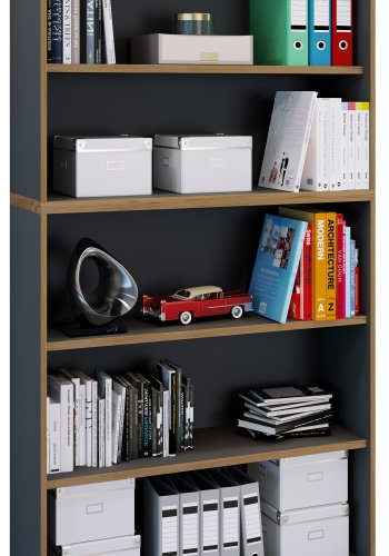 VCM NORDIC Salia B100 kontorreol, m. 3 justerbare hylder - antracitgr og natur tr