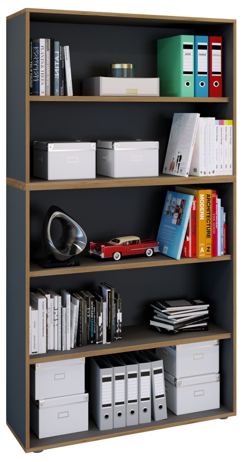 VCM NORDIC Salia B100 kontorreol, m. 3 justerbare hylder - antracitgr og natur tr