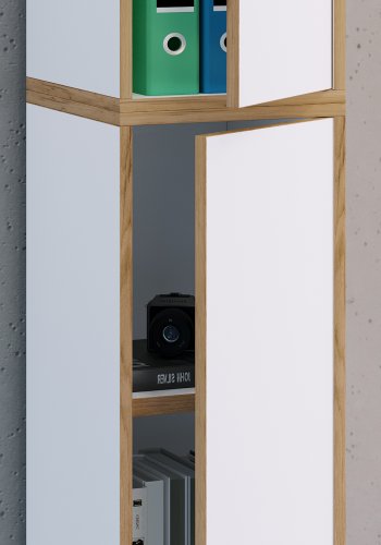 VCM NORDIC Salia B30 kontorreol, m. 2 lger og 3 justerbare hylder - hvid og natur tr