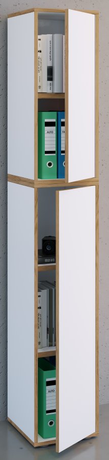 VCM NORDIC Salia B30 kontorreol, m. 2 lger og 3 justerbare hylder - hvid og natur tr