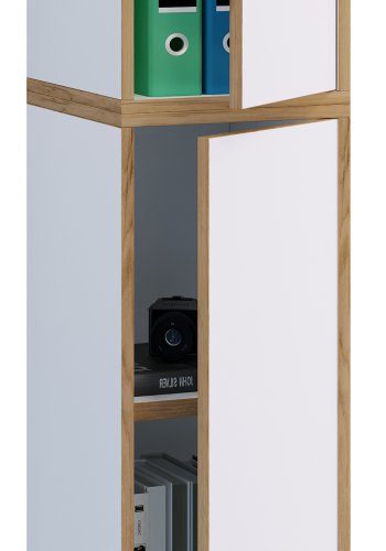 VCM NORDIC Salia B30 kontorreol, m. 2 lger og 3 justerbare hylder - hvid og natur tr