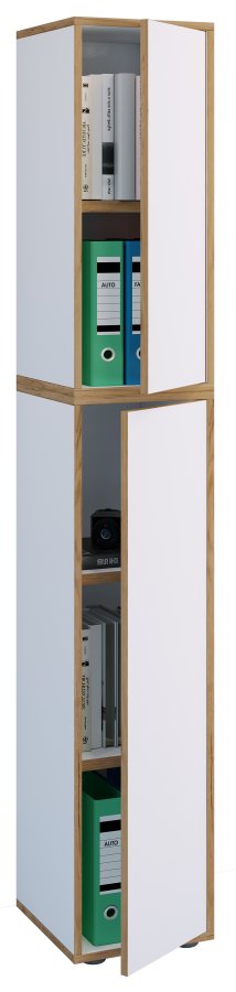 VCM NORDIC Salia B30 kontorreol, m. 2 lger og 3 justerbare hylder - hvid og natur tr