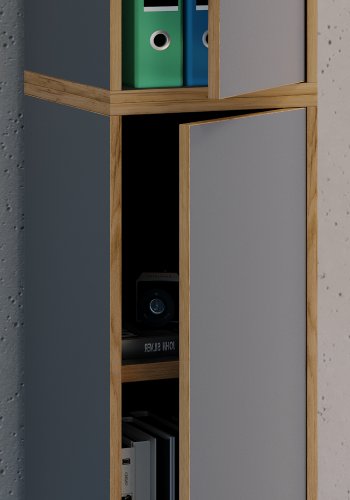 VCM NORDIC Salia B30 kontorreol, m. 2 lger og 3 justerbare hylder - antracitgr og natur tr