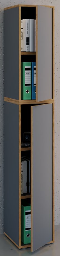 VCM NORDIC Salia B30 kontorreol, m. 2 lger og 3 justerbare hylder - antracitgr og natur tr