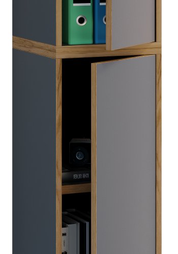 VCM NORDIC Salia B30 kontorreol, m. 2 lger og 3 justerbare hylder - antracitgr og natur tr