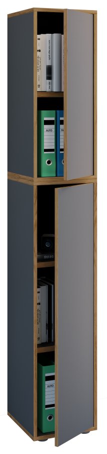 VCM NORDIC Salia B30 kontorreol, m. 2 lger og 3 justerbare hylder - antracitgr og natur tr