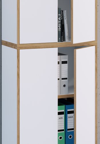 VCM NORDIC Salia B60 kontorreol, m. 4 lger og 3 justerbare hylder - hvid og natur tr