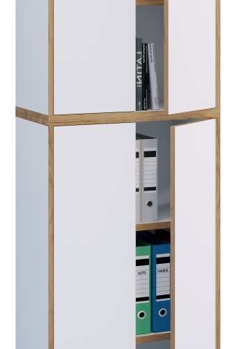 VCM NORDIC Salia B60 kontorreol, m. 4 lger og 3 justerbare hylder - hvid og natur tr