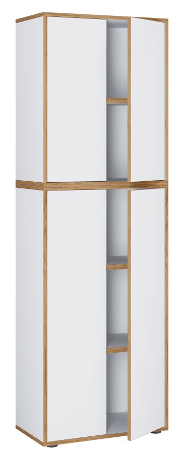 VCM NORDIC Salia B60 kontorreol, m. 4 lger og 3 justerbare hylder - hvid og natur tr