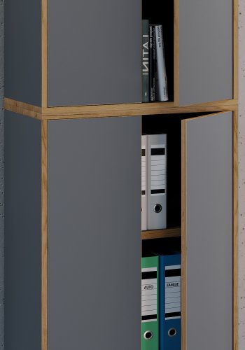 VCM NORDIC Salia B60 kontorreol, m. 4 lger og 3 justerbare hylder - antracitgr og natur tr