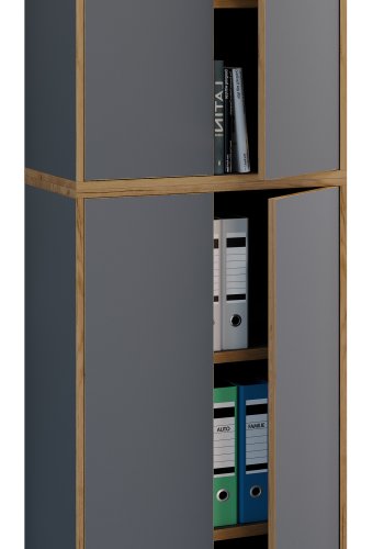 VCM NORDIC Salia B60 kontorreol, m. 4 lger og 3 justerbare hylder - antracitgr og natur tr