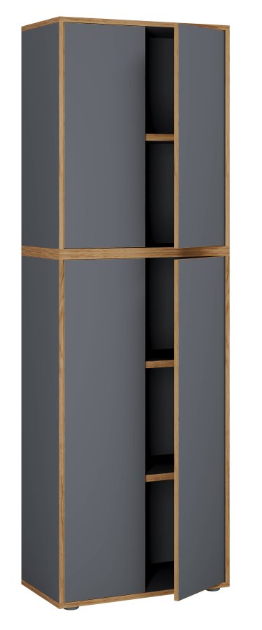 VCM NORDIC Salia B60 kontorreol, m. 4 lger og 3 justerbare hylder - antracitgr og natur tr