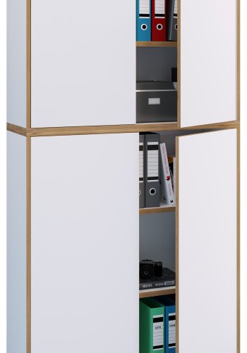 VCM NORDIC Salia B100 kontorreol, m. 4 lger og 3 justerbare hylder - hvid og natur tr