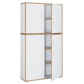 VCM NORDIC Salia B100 kontorreol, m. 4 lger og 3 justerbare hylder - hvid og natur tr