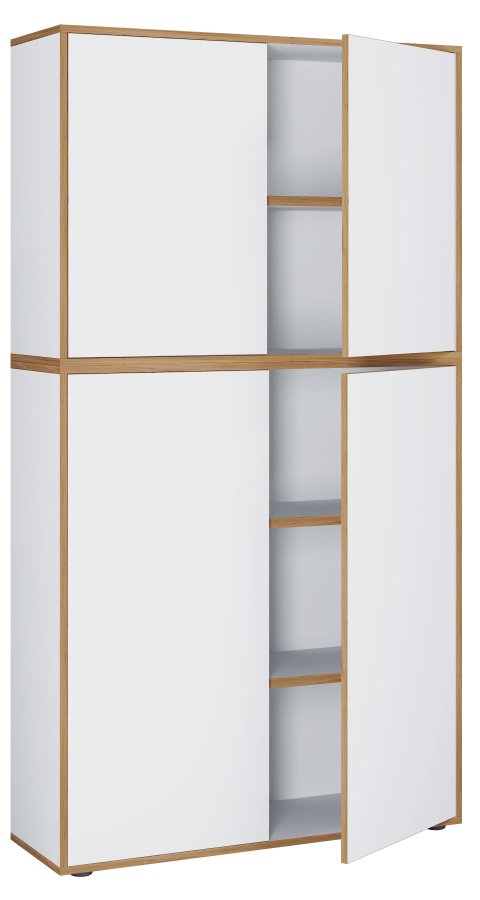 VCM NORDIC Salia B100 kontorreol, m. 4 lger og 3 justerbare hylder - hvid og natur tr