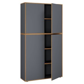 VCM NORDIC Salia B100 kontorreol, m. 4 lger og 3 justerbare hylder - antracitgr og natur tr